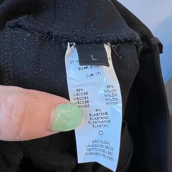 Women’s Black Faux Leather Panel Leggings Sz Large Ankle Zip Pants - Picture 4 of 9